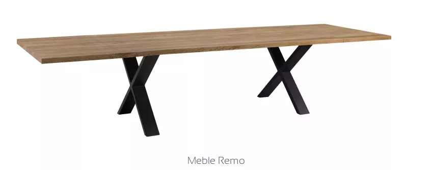 SIMPLE rozkładany stół z litego dębu z metalowymi nogami 