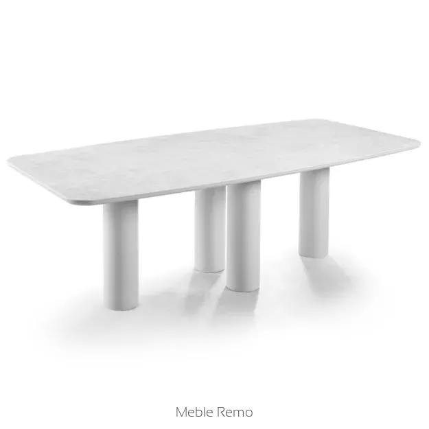 BELLAGIO ekskluzywny stół do jadalni ze spiekiem kwarcowym i nogami w kształcie walca 